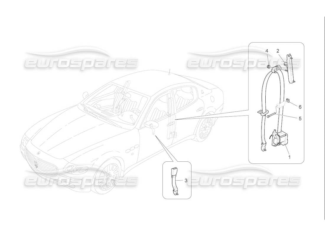 Maserati QTP. (2009) 4.2 auto CINTURE DI SICUREZZA ANTERIORI Diagramma delle parti