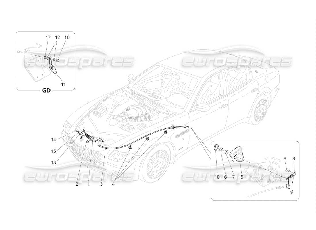 Maserati QTP. (2009) 4.2 auto PULSANTE APERTURA COPERCHIO ANTERIORE Diagramma delle parti