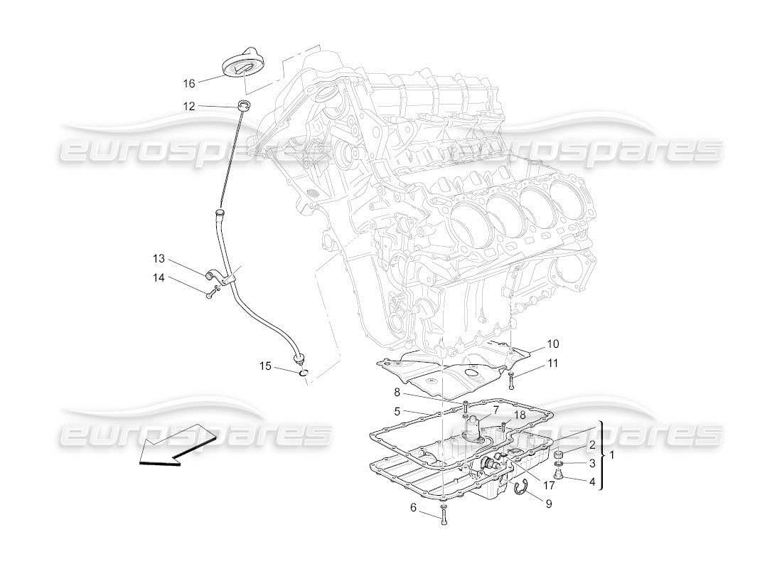 Maserati QTP. (2011) 4.2 auto sistema di lubrificazione: circuito e raccolta Diagramma delle parti