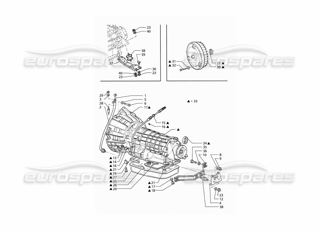 Schema delle parti del convertitore della trasmissione automatica Maserati QTP V6 (1996) (4Hp).