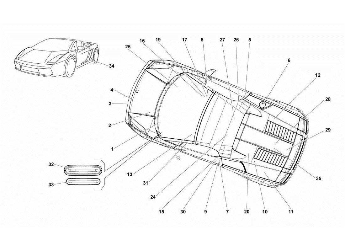 Lamborghini Gallardo LP570-4s Perform targhette Diagramma delle parti