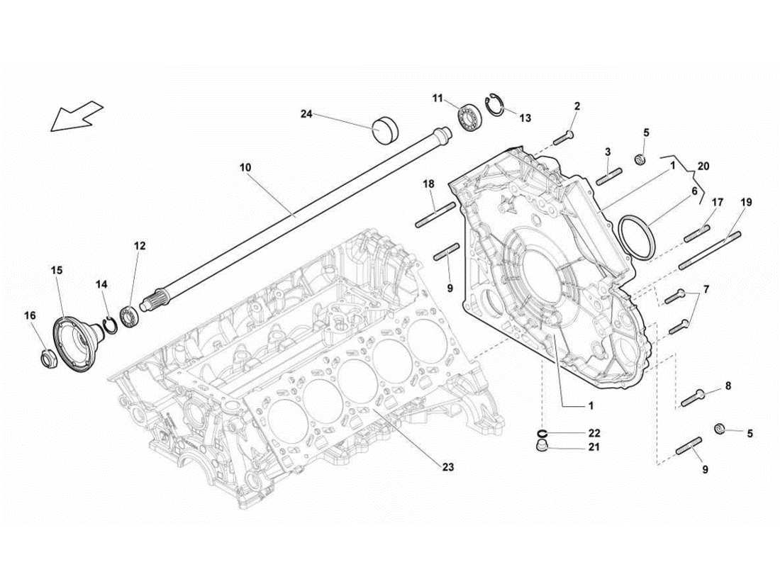 Lamborghini Gallardo LP570-4s Perform coperchio catena distribuzione - albero elica Diagramma delle parti
