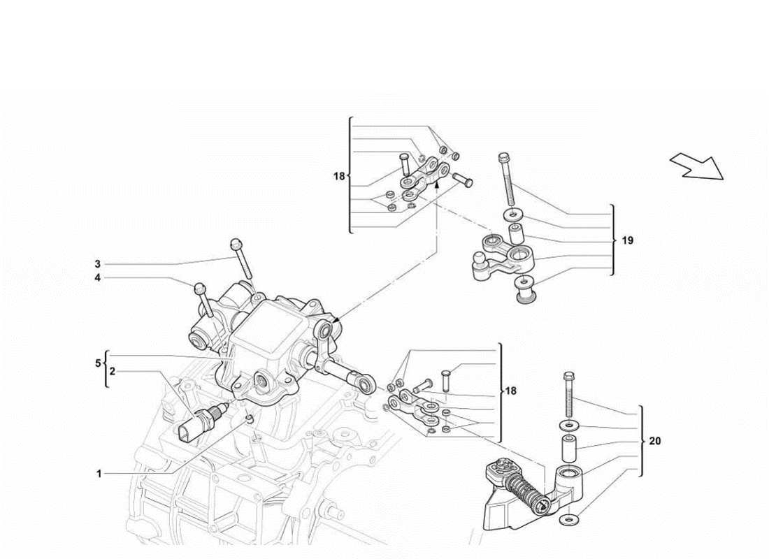Lamborghini Gallardo LP570-4s Perform Attuatore meccanico Diagramma delle parti