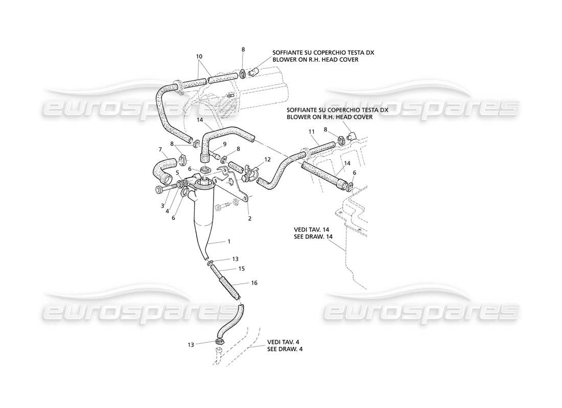Maserati QTP V8 Evoluzione Recupero vapori d'olio Diagramma delle parti