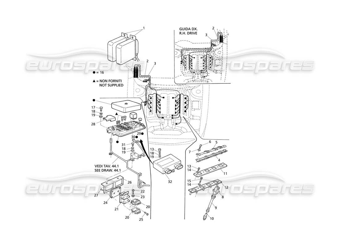 Maserati QTP V8 Evoluzione Sistema di accensione Diagramma delle parti