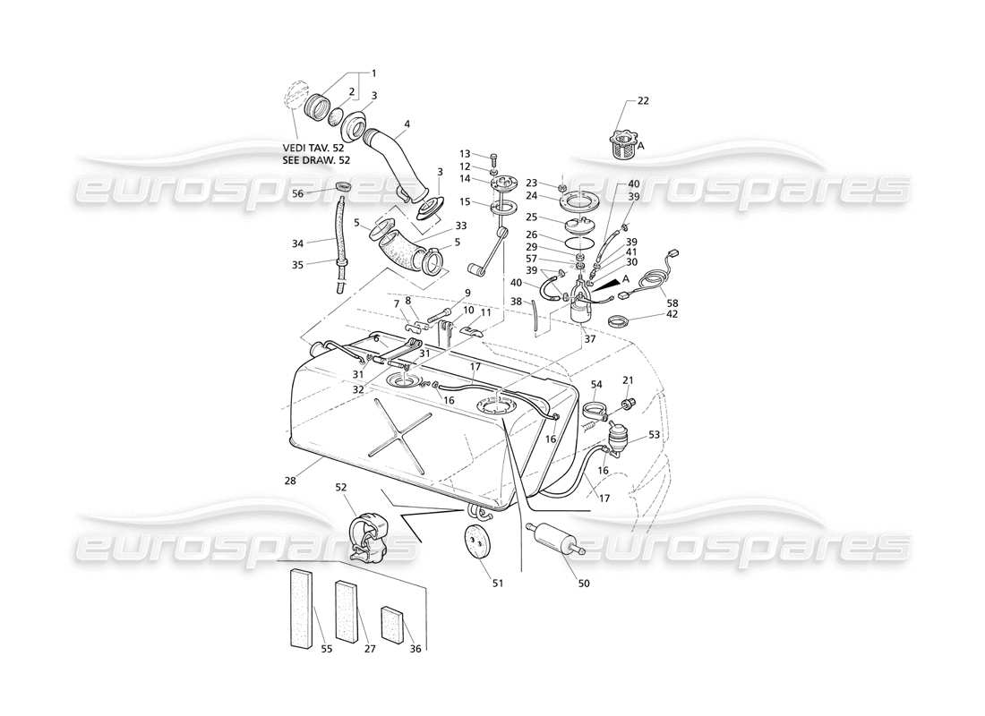 Maserati QTP V8 Evoluzione SERBATOIO DI CARBURANTE Diagramma delle parti