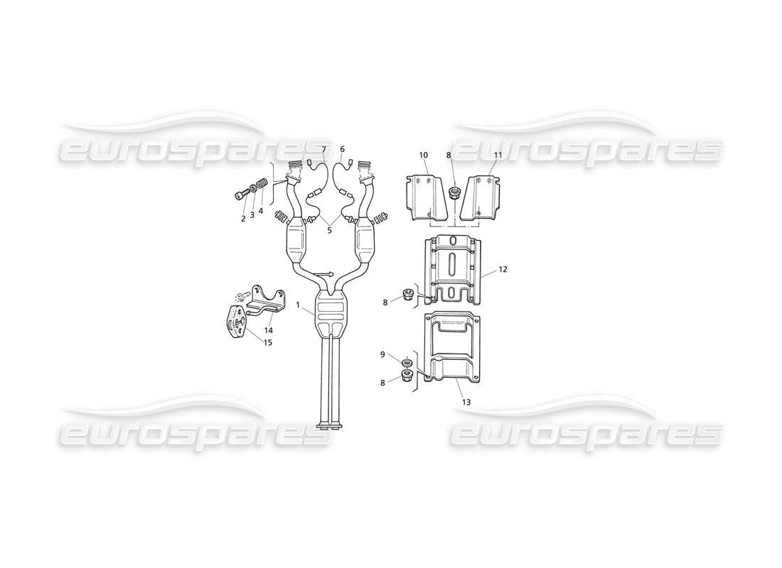 Maserati QTP V8 Evoluzione Sistema di scarico anteriore Diagramma delle parti
