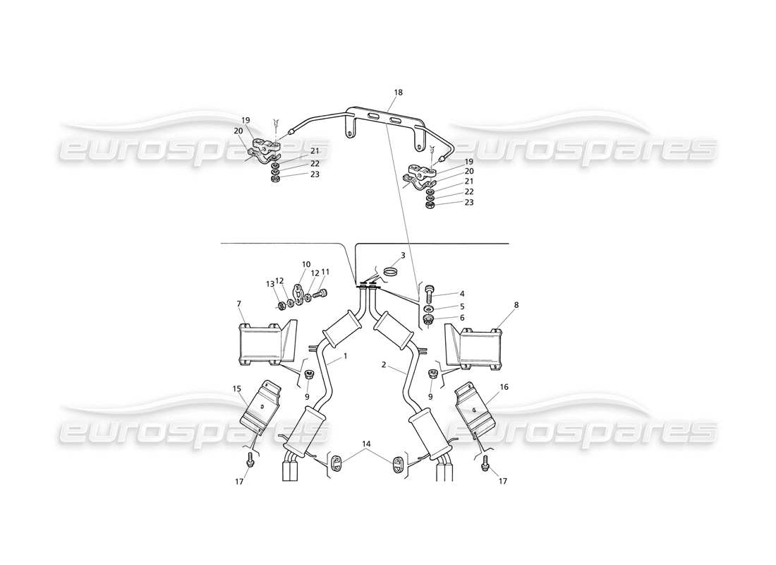 Maserati QTP V8 Evoluzione Sistema di scarico posteriore Diagramma delle parti