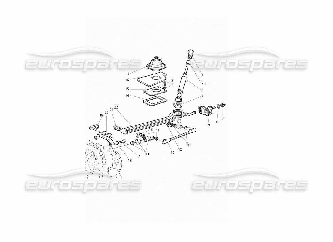 Maserati QTP V8 Evoluzione Velocità di trasmissione Getrag 6: controlli esterni Diagramma delle parti