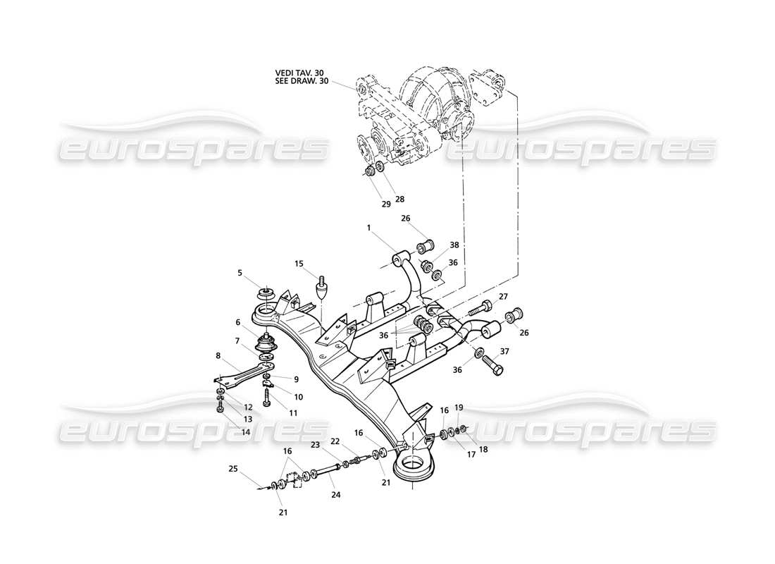Maserati QTP V8 Evoluzione Sospensione posteriore Diagramma delle parti