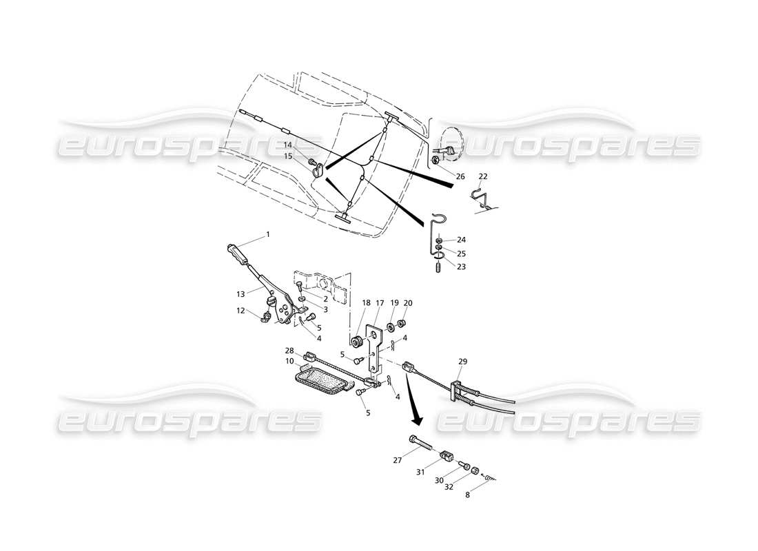 Maserati QTP V8 Evoluzione Controllo del freno a mano 2 Diagramma delle parti