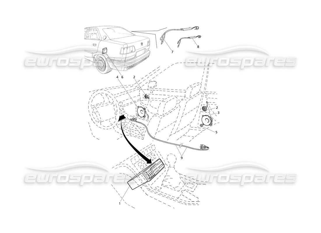 Maserati QTP V8 Evoluzione Sistemi audio Diagramma delle parti