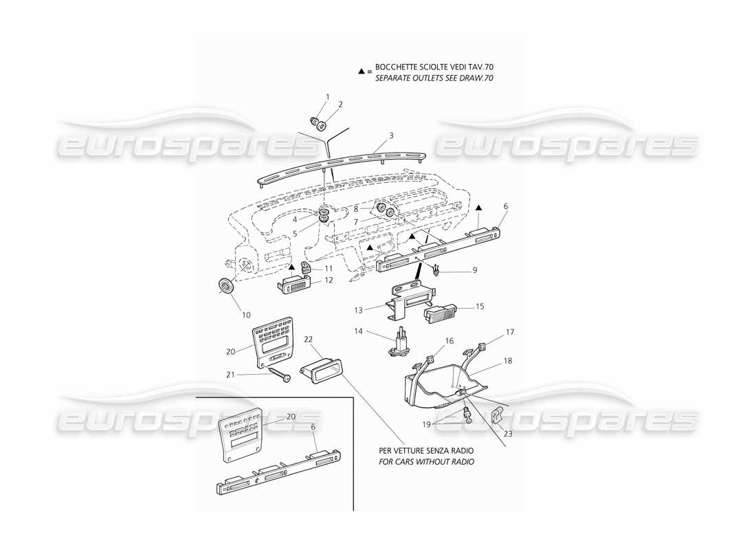 Maserati QTP V8 Evoluzione Cruscotto: Componenti Diagramma delle parti
