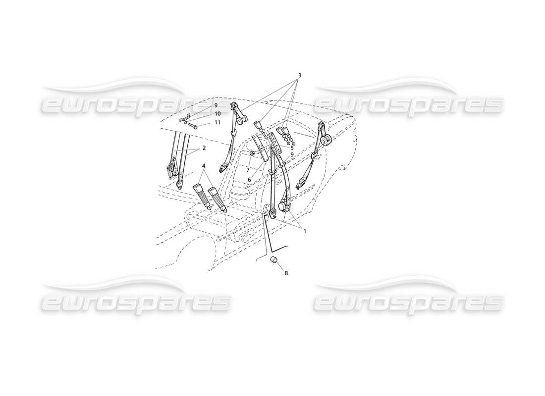 Maserati QTP V8 Evoluzione Cinture di sicurezza Diagramma delle parti