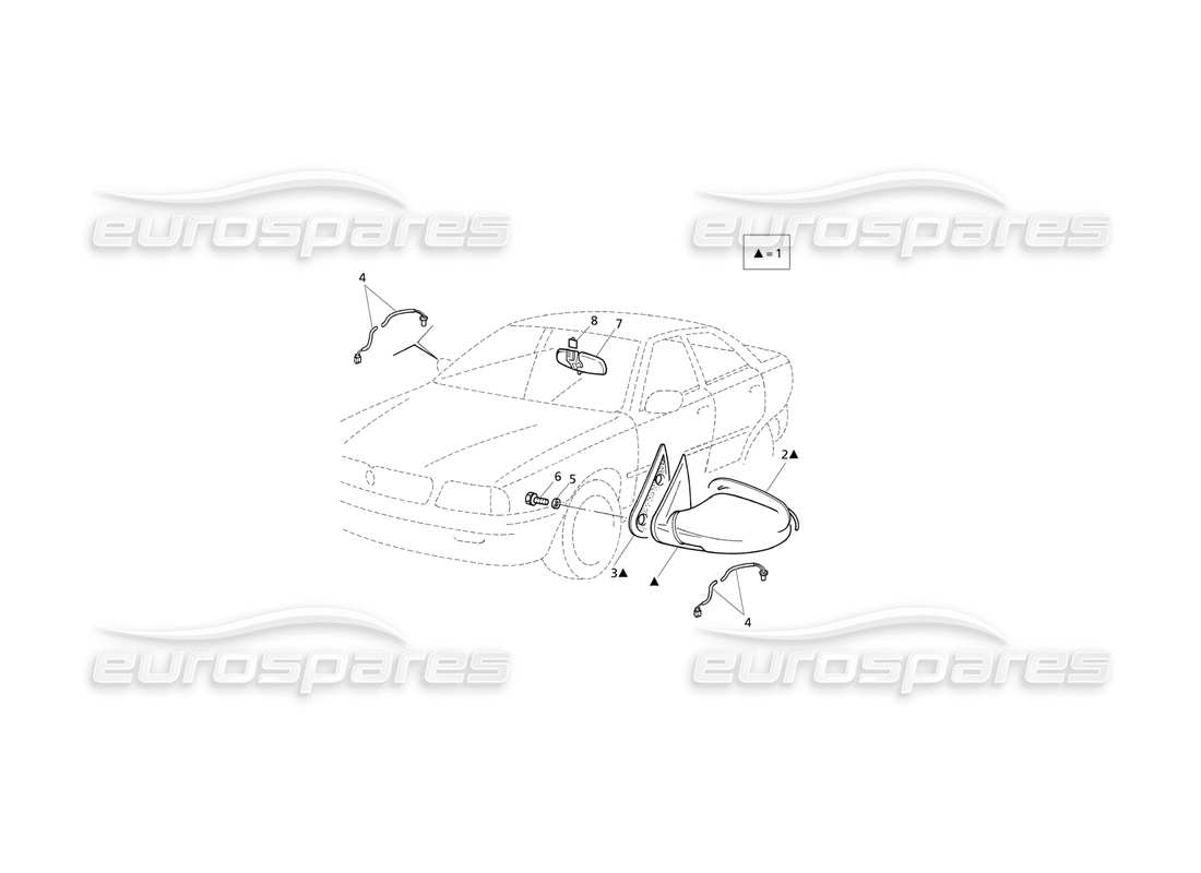 Maserati QTP V8 Evoluzione Specchietti retrovisori Diagramma delle parti