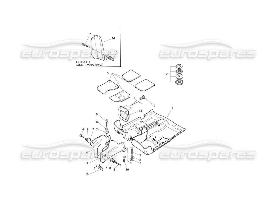 Maserati QTP V8 Evoluzione Tappeti Diagramma delle parti