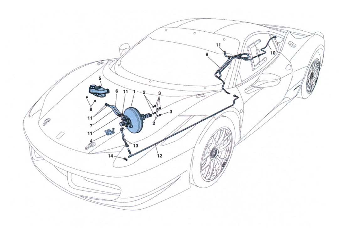 Ferrari 458 Challenge Impianto Servofreno Diagramma delle parti