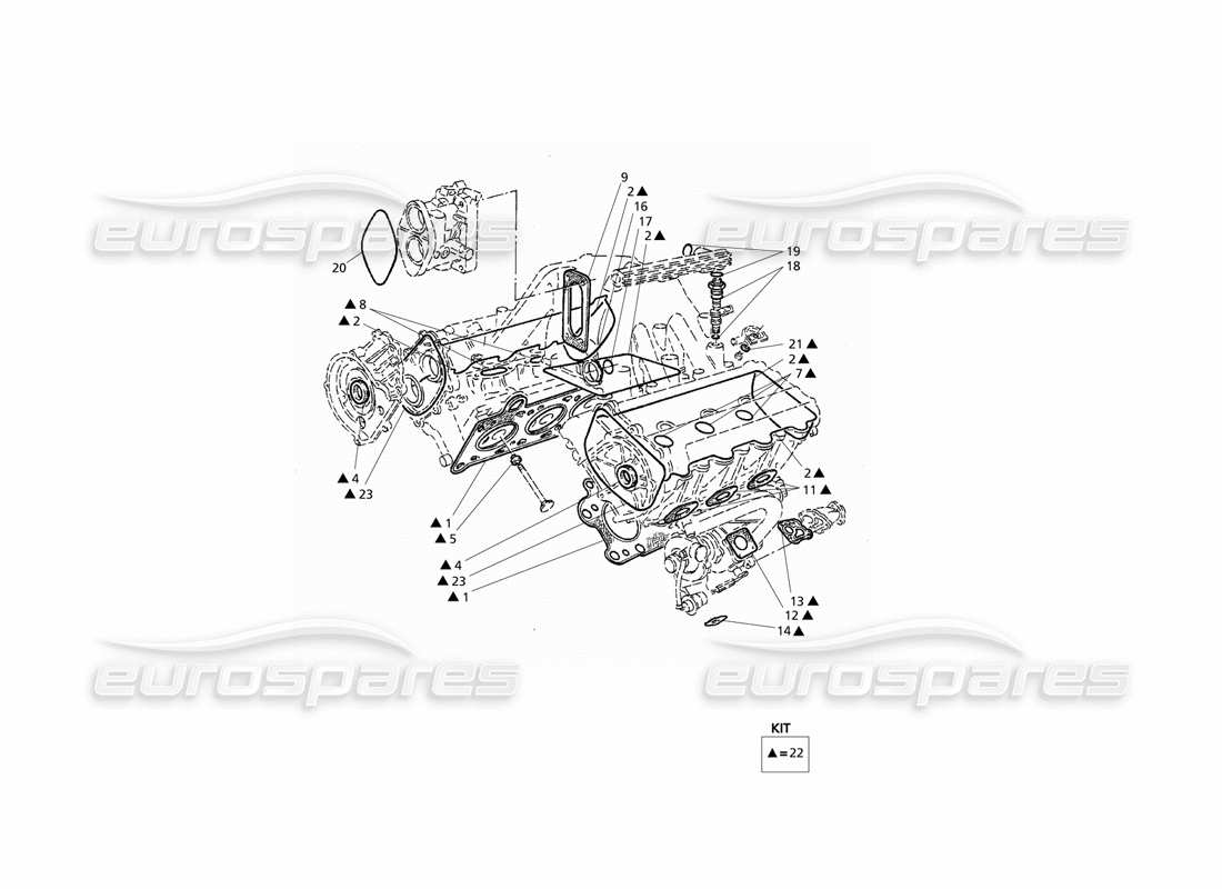 Maserati QTP V6 Evoluzione Guarnizioni e Tenute per Revisione Teste Diagramma delle parti