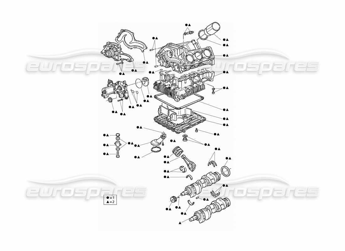 Maserati QTP V6 Evoluzione motore parziale Diagramma delle parti
