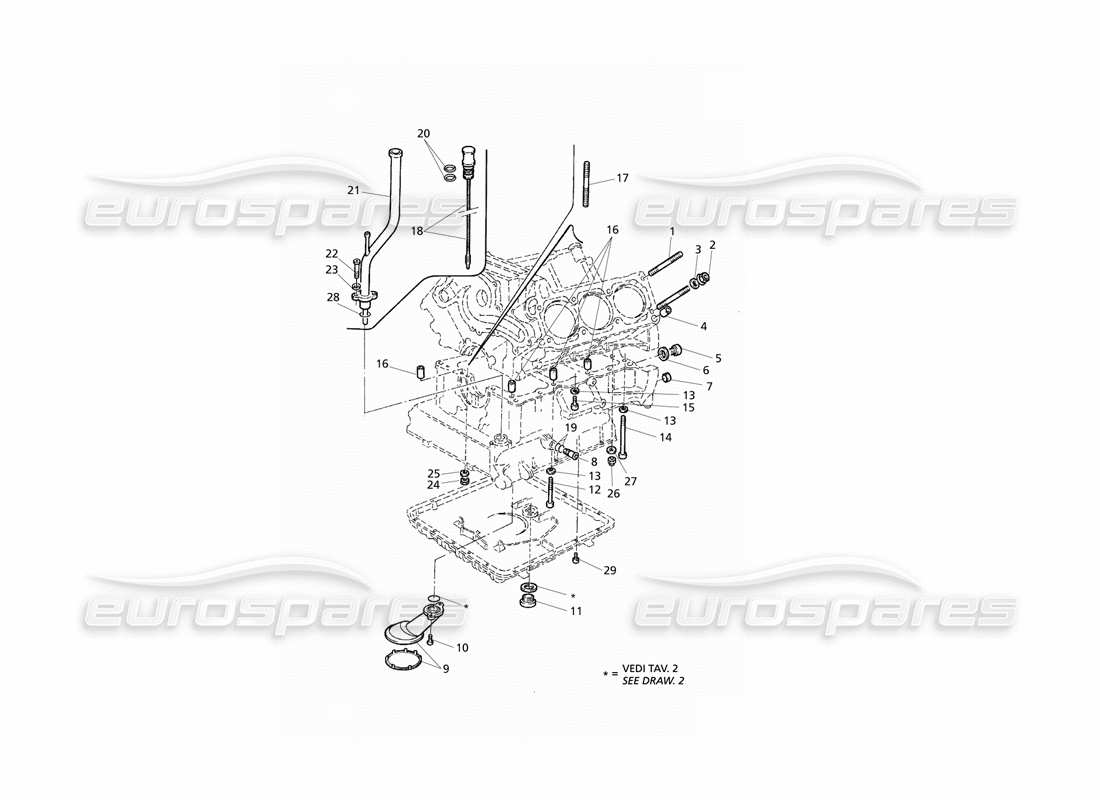 Maserati QTP V6 Evoluzione Elementi di fissaggio e accessori per blocchi Diagramma delle parti