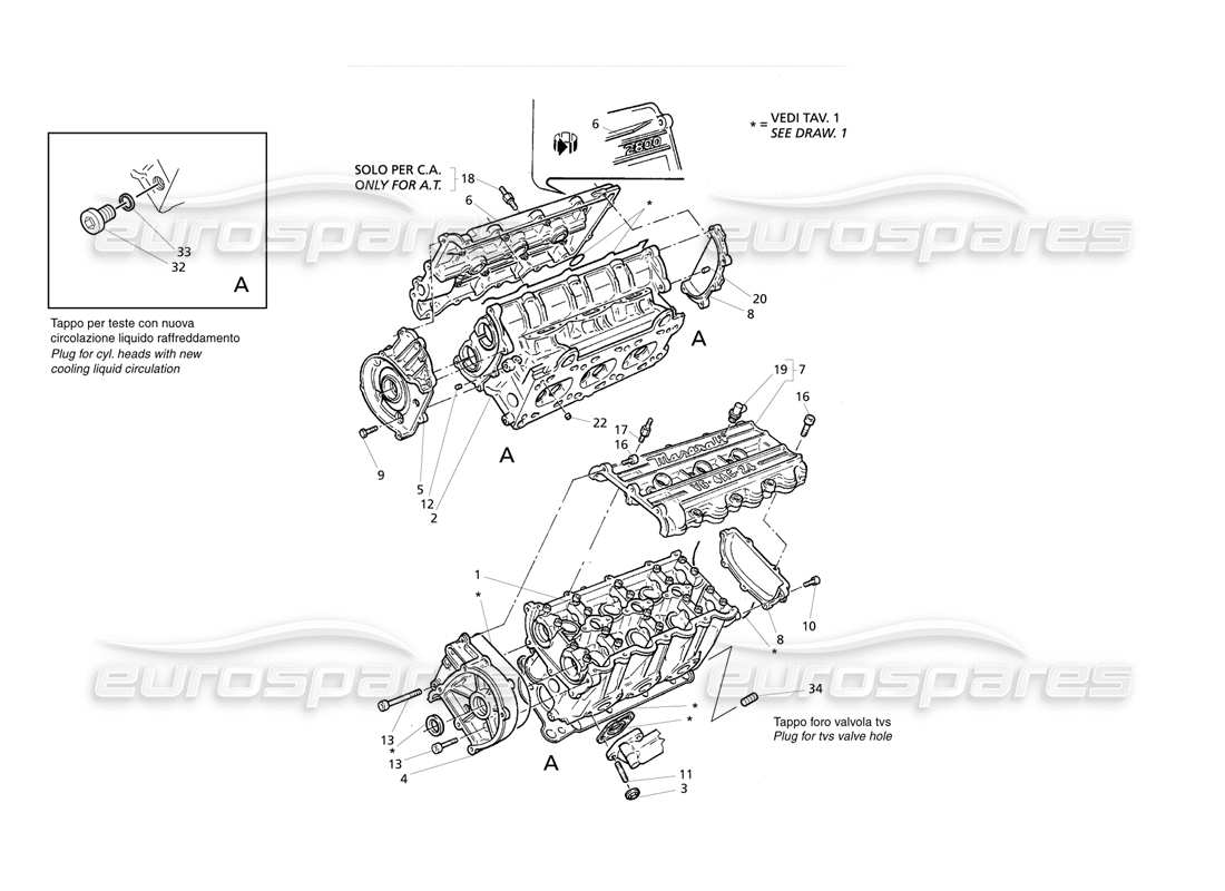 Maserati QTP V6 Evoluzione Teste dei cilindri Diagramma delle parti