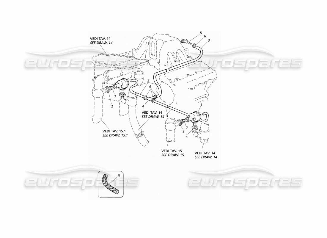 Maserati QTP V6 Evoluzione Sistema di valvole Popoff Diagramma delle parti