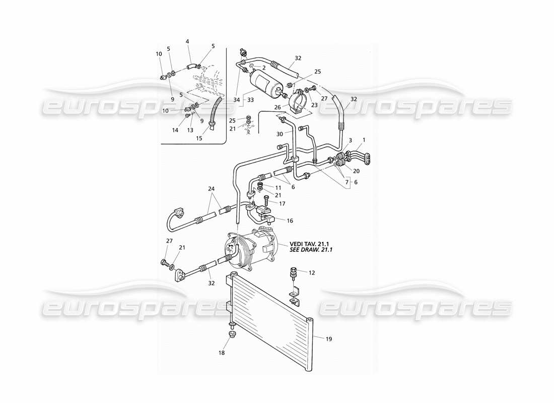 Maserati QTP V6 Evoluzione Sistema di aria condizionata Diagramma delle parti