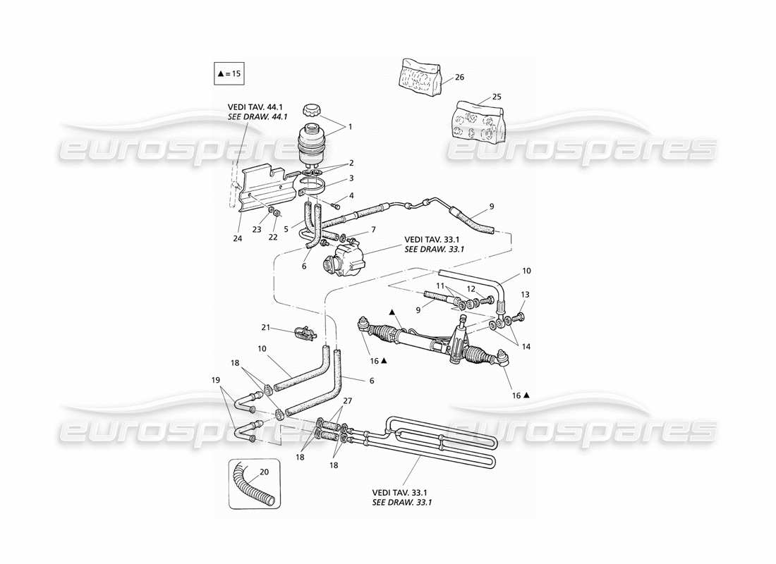 Maserati QTP V6 Evoluzione Sistema di servosterzo Diagramma delle parti