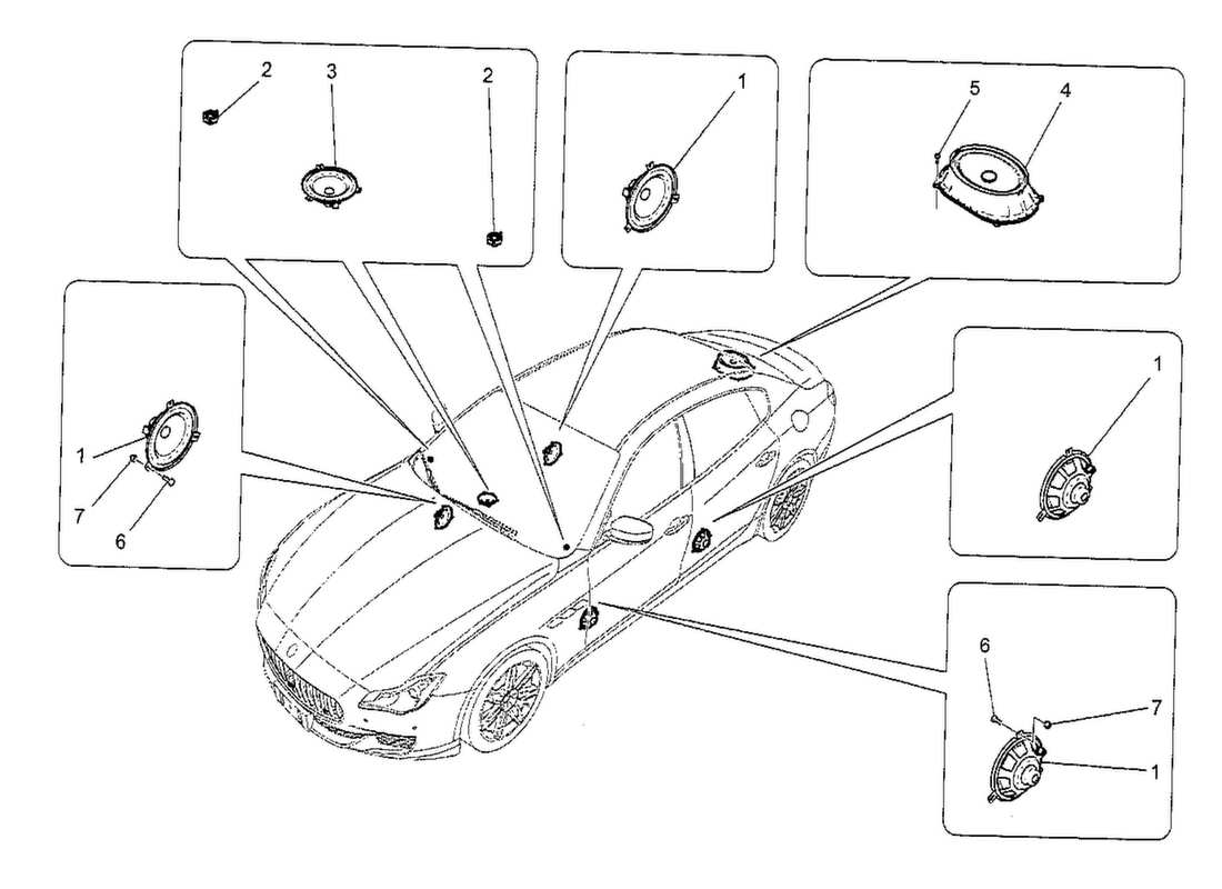 Maserati QTP. V8 3.8 530bhp 2014 SISTEMA DI DIFFUSIONE SONORA Diagramma delle parti