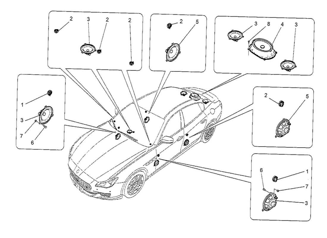 Maserati QTP. V8 3.8 530bhp 2014 SISTEMA DI DIFFUSIONE SONORA Diagramma delle parti