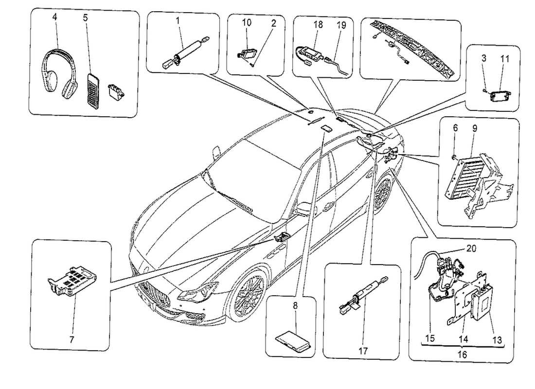Maserati QTP. V8 3.8 530bhp 2014 SISTEMA INFORMATICO Diagramma delle parti