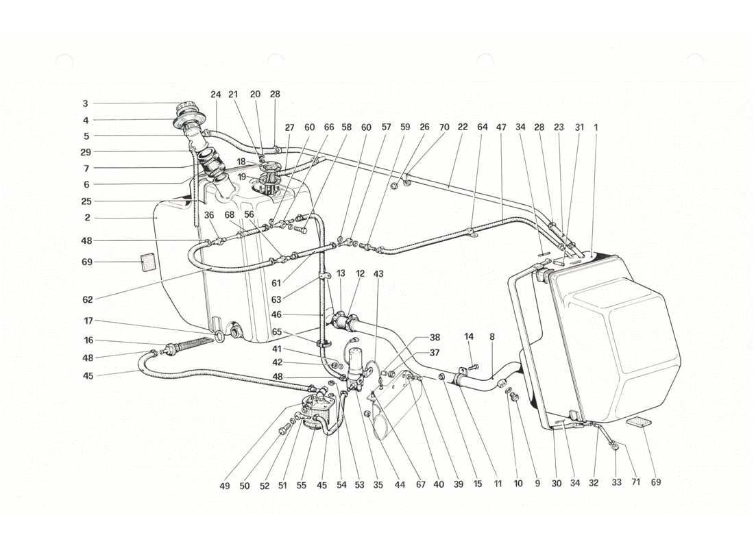 Ferrari 208 GTB GTS Sistema di alimentazione carburante Diagramma delle parti