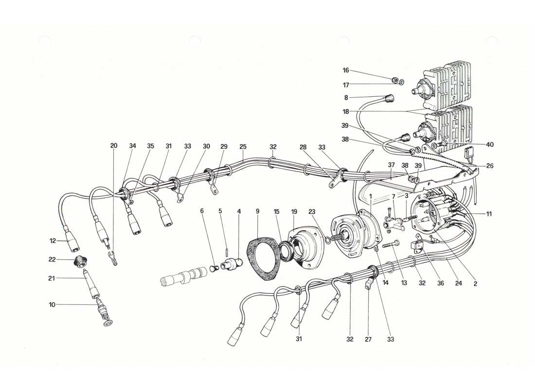 Ferrari 208 GTB GTS Accensione del motore Diagramma delle parti