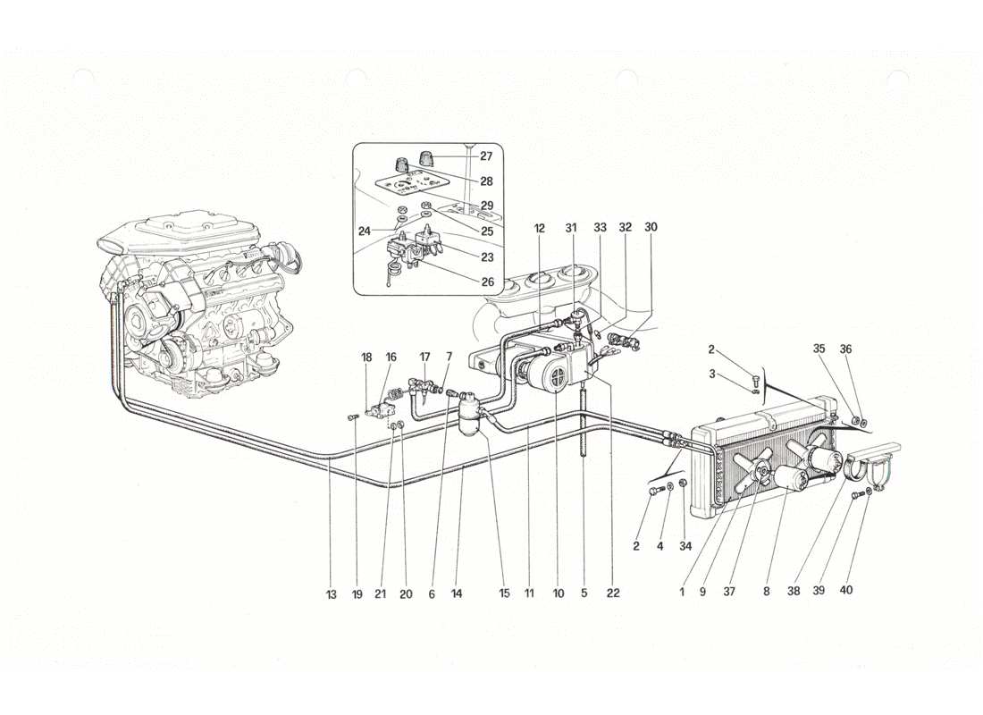 Ferrari 208 GTB GTS Sistema di aria condizionata Diagramma delle parti