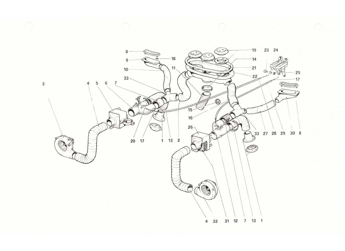 Ferrari 208 GTB GTS Sistema di riscaldamento Diagramma delle parti