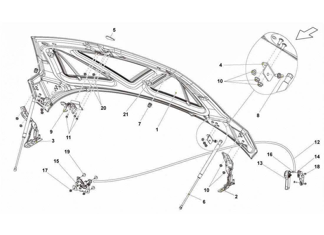 Lamborghini Gallardo STS II SC Cofano anteriore Diagramma delle parti