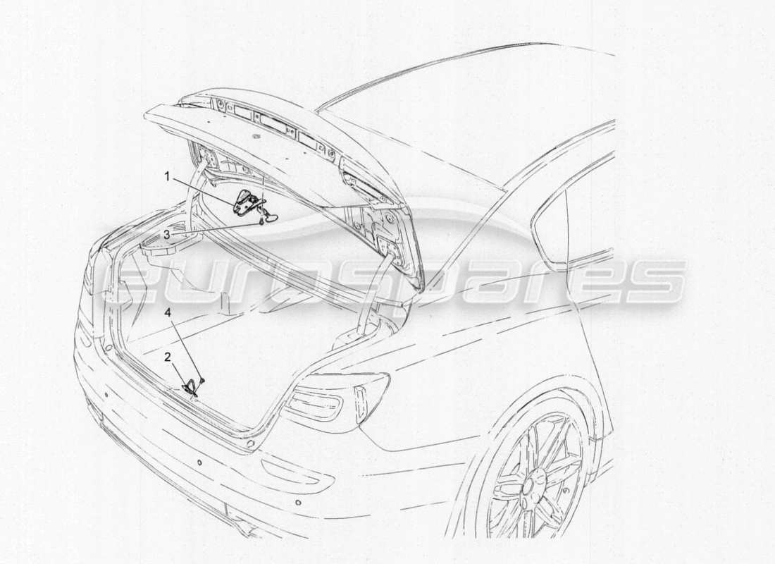 Maserati QTP. V8 3.8 530bhp Auto 2015 PULSANTE APERTURA COPERCHIO POSTERIORE Diagramma delle parti