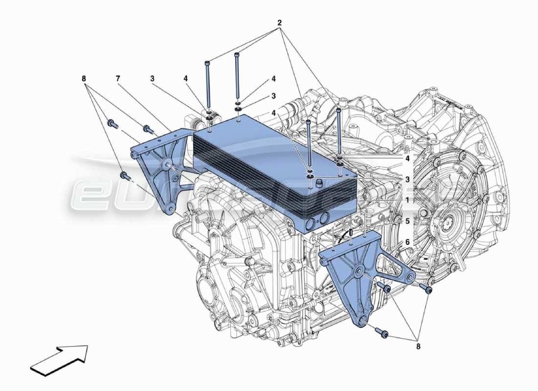 Ferrari 488 Challenge Dispositivo di raffreddamento del cambio Diagramma delle parti