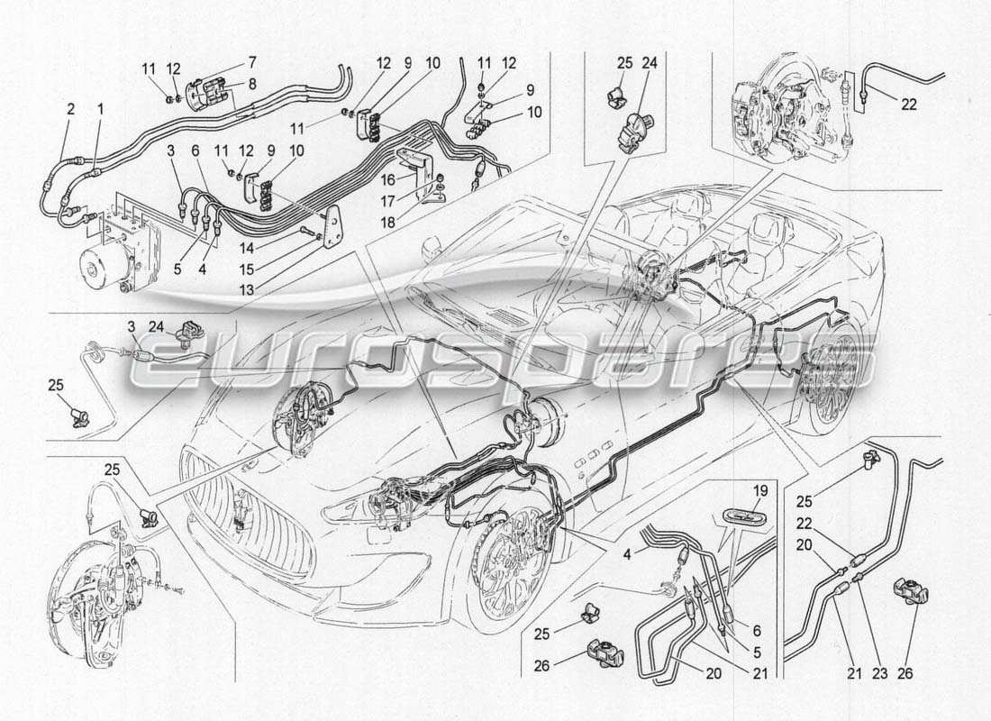 Maserati GranCabrio MC Centenario TUBI Diagramma delle parti