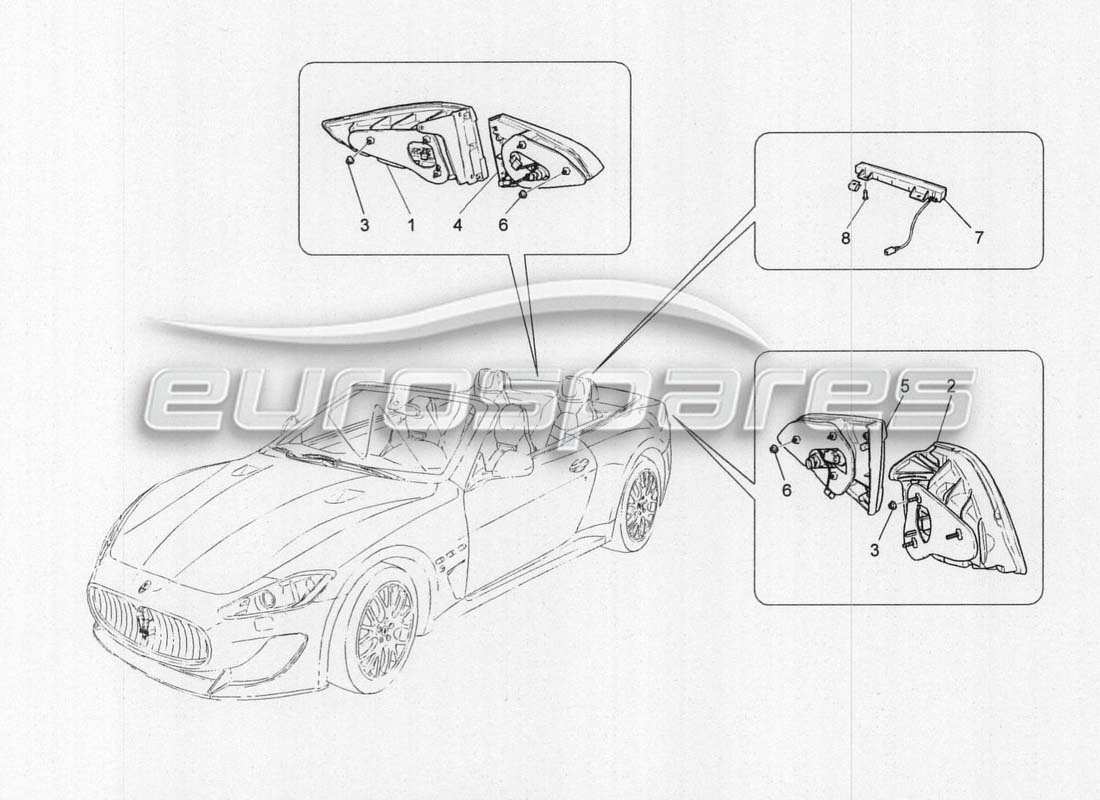 Maserati GranCabrio MC Centenario Gruppi ottici posteriori Diagramma delle parti