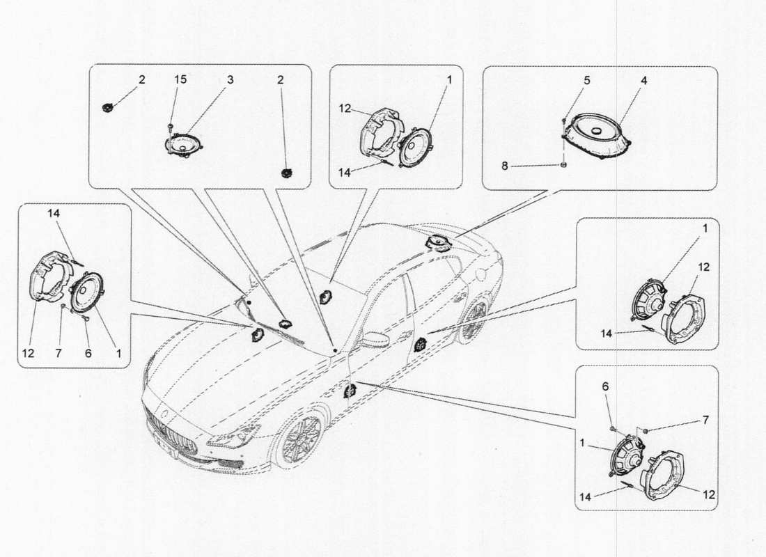 Maserati QTP. V6 3.0 TDS 275bhp 2017 Sistema sonoro Diagramma delle parti