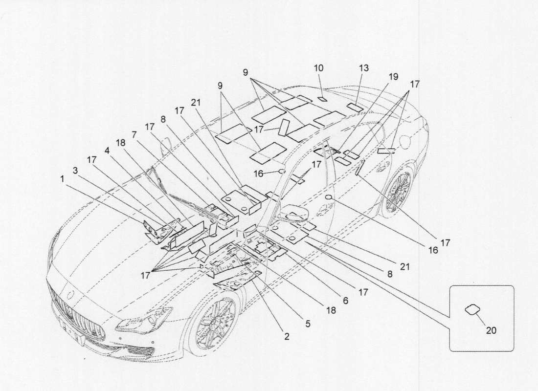 Maserati QTP. V6 3.0 TDS 275bhp 2017 ISOLAMENTO ACUSTICO Diagramma delle parti