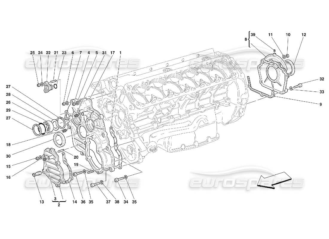 Ferrari 550 Maranello Carter motore - Coperchi Diagramma delle parti