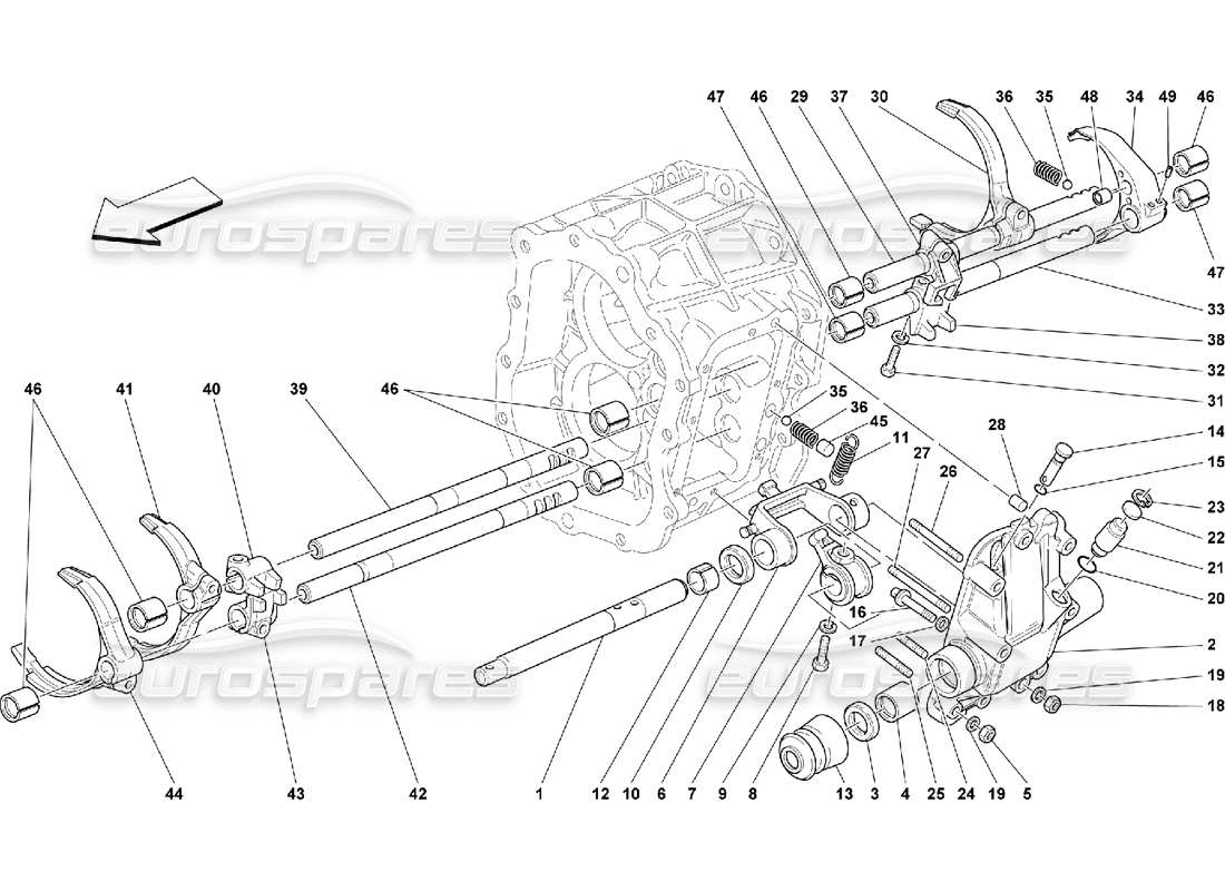Ferrari 550 Maranello Comandi interni del cambio Diagramma delle parti