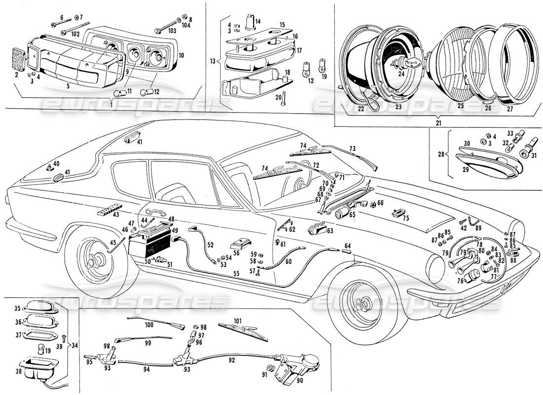 Maserati Mistral 3.7 Electrical Equipment & Lights Diagramma delle parti