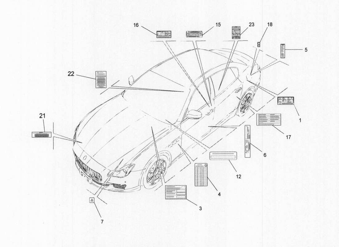 Maserati QTP. V6 3.0 BT 410bhp 2wd 2017 ADESIVI ED ETICHETTE Diagramma delle parti
