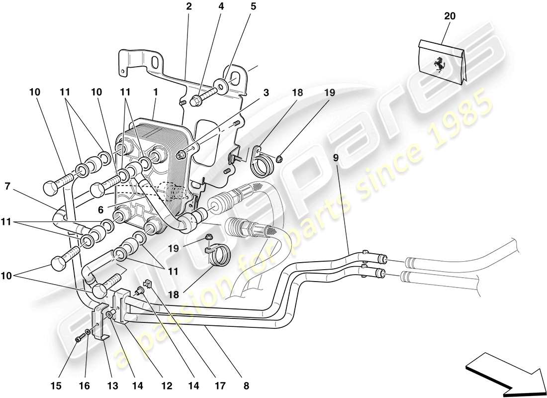Ferrari California (Europa) SISTEMA DI LUBRIFICAZIONE E RAFFREDDAMENTO A OLIO DEL CAMBIO Diagramma delle parti