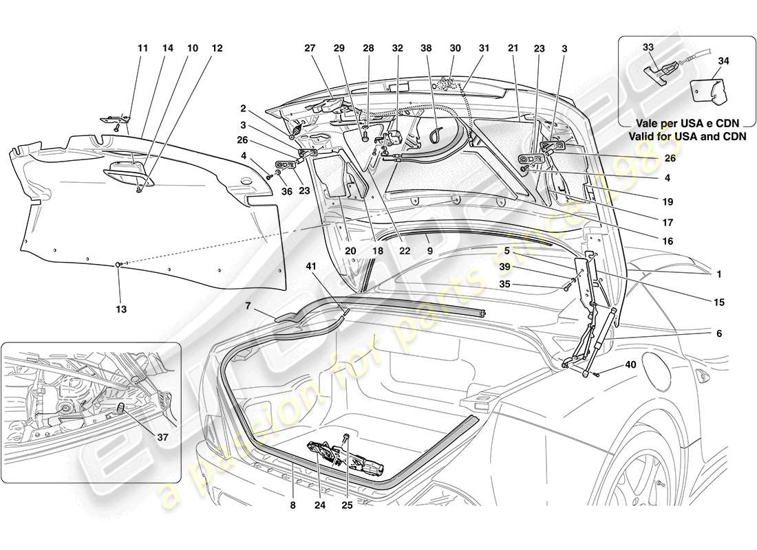 Ferrari California (Europa) coperchio posteriore Diagramma delle parti