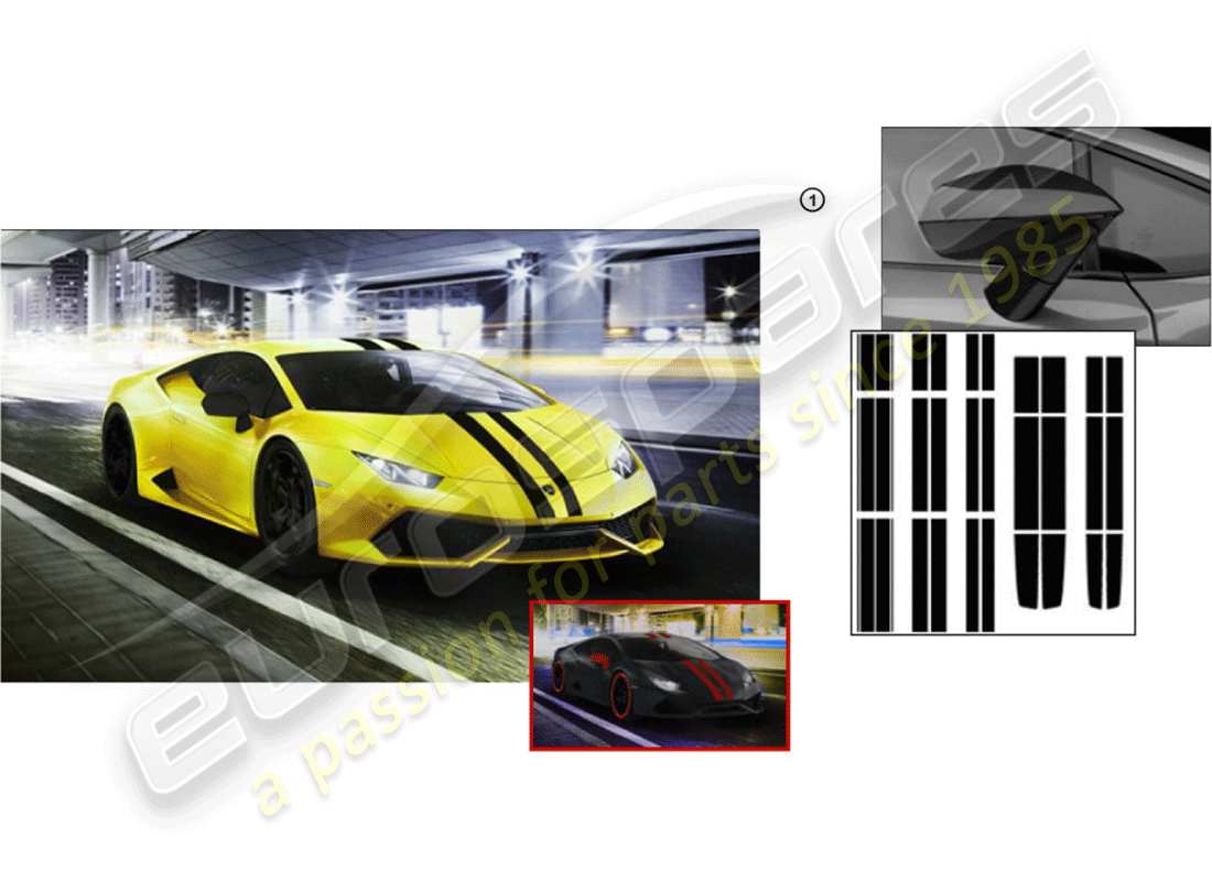 Lamborghini Huracan LP580-2 Spyder (Accessori) SET DECORATIVO Diagramma delle parti