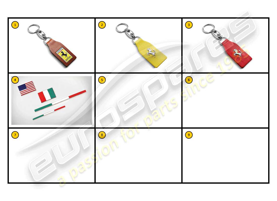 Ferrari California (Accessori) Attrezzatura - Badge e Portachiavi Diagramma delle parti